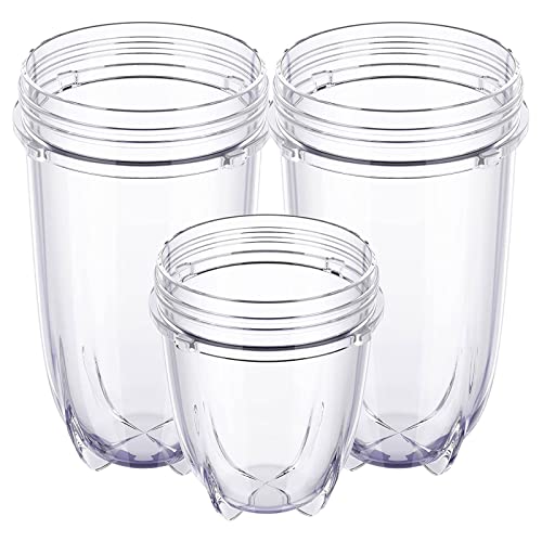 473 ml Becher und 340 ml kurzer Becher, transparenter Mixer-Ersatzbecher für 250 W MB1001 Serie Entsafter, Mixer-Teile für Mixer-Extraktor von Domasvmd