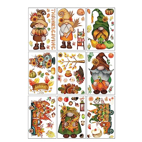 Home with Unique Thanksgiving Window Clings 9-teilige Puppen-Aufkleber-Kollektionen Kinder Mädchen Jungen Geburtstag saisonaler Heimakzent von Domasvmd