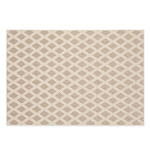 DomDeco In- & Outdoor Teppich UMAR mit unifarbenem Flachgewebe - wetterfest & robust für Garten/Terrasse/Balkon oder Innenräume, aus Kunstfaser, Creme-Beige in 120x170cm von Domdeco