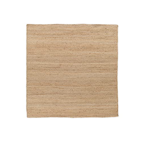 DomDeco Jute-Teppich AJALA Quadratisch, Flachgewebe, echte Handarbeit, nachhaltig, geflochten aus Reiner Naturfaser, geeignet für Wohnzimmer/Esszimmer/Diele, Beige in 160x160cm von Domdeco