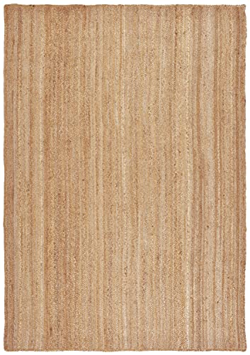 DomDeco Jute-Teppich AJALA Rechteckig, Flachgewebe, echte Handarbeit, nachhaltig, geflochten aus Reiner Naturfaser, geeignet für Wohnzimmer/Esszimmer/Diele, Beige in 160x230cm von Domdeco