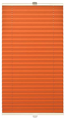 Domdeco Plissee 100x120cm Orange mit weiß lackierten Alu-Profilen, KlemmFix-Halterung zur Montage ohne Bohren von Domdeco