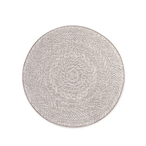 Domdeco In- und Outdoor-Teppich Outward Circles Beige - 120x120cm für Innen und Außen von Domdeco