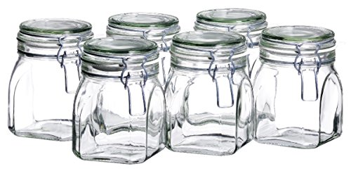 MÄSER 925339 Gothika, Einmachgläser 750 ml, 6er Set, made in Germany, Vorratsgläser mit Deckel und Drahtbügel zum luftdichten Aufbewahren, Einkochen und Einlegen, Glas, transparent von MÄSER