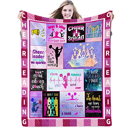 Cheerleader-Decke, Geschenke für Mädchen, Cheerleader-Decke, Geschenke für Teenager, Frauen, Cheerleader, Geburtstagsgeschenk für Cheer-Team-Liebhaber, Couch, 130x152 cm von Domgoge