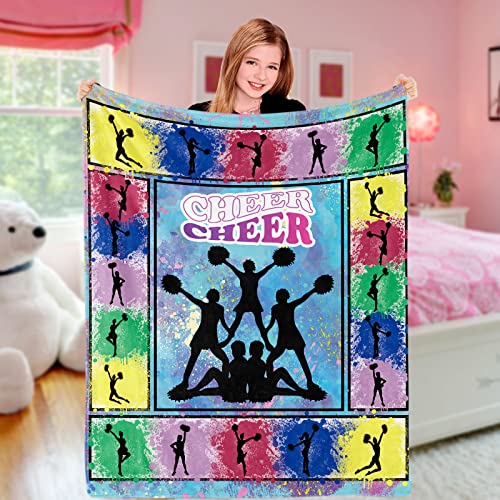 Cheerleader Geschenke für Mädchen, weicher, gemütlicher Cheerleader-Decke, Überwurf, Cheerleading-Fleece-Flanelldecke, Pyramiden, Tänzer, Geschenke für Tanzliebhaber, Teenager, 10101x127 cm von Domgoge