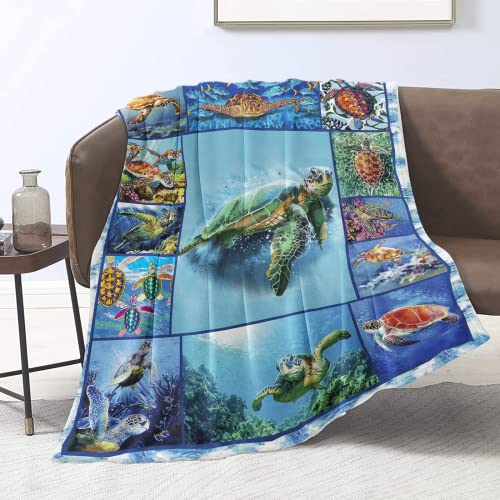 Domgoge Meeresschildkröte Kuscheldecke Schildkröten Liebhaber Tiere im Ozean Flauschige Flanell Fleecedecke Kinder Erwachsene Frauen Weiches Leichtes Geschenke Decke für Couch Sofa, 101cm x 127cm von Domgoge