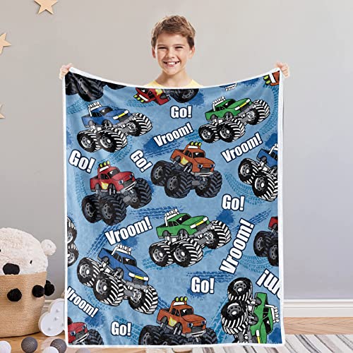 Domgoge Monstertruck Kuscheldecke Baby Jungen Monstertruck Decke Kinder Flanell Fleecedecke Kleinkind AusrüStung Auto Flauschig Decken Sofa Couch, 101cm x 127cm von Domgoge