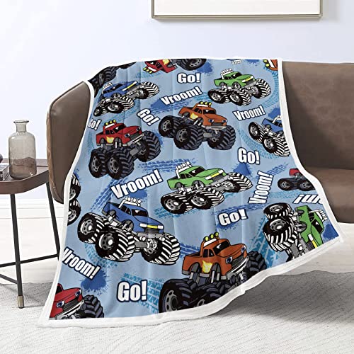 Domgoge Monstertruck Kuscheldecke Baby Jungen Monstertruck Decke Kinder Flanell Fleecedecke Kleinkind AusrüStung Auto Flauschig Decken Sofa Couch, 130cm x 152cm von Domgoge