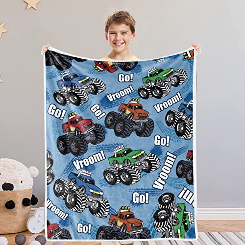 Domgoge Monstertruck Kuscheldecke Baby Jungen Monstertruck Decke Kinder Flanell Fleecedecke Kleinkind AusrüStung Auto Flauschig Decken Sofa Couch, 76cm X 122cm von Domgoge