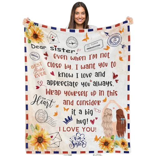 Domgoge Sister Gifts Blanket to My Sister Throw Blankets Best Sister Ever Gifts Ideas, 127 x 152 cm von Domgoge