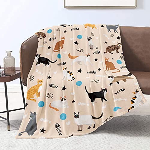 Katze Bedruckt Decke Baby Kinder MäDchen Flanell Fleecedecke mit Niedlicher Katze für Katzenliebhaber Kleinkind Kuscheldecke Geschenk Flauschig Decken Für Sofa Couch Weich Wohndecke, 101cm x 127cm von Domgoge