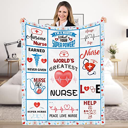 Krankenschwester-Geschenke für Frauen und Männer, weich, gemütlich, beste Krankenschwesterdecke, Überwurf, Krankenschwestertag, Fleece-Flanelldecke, RN Mentor Medizinpraktiker, 130x152 cm von Domgoge