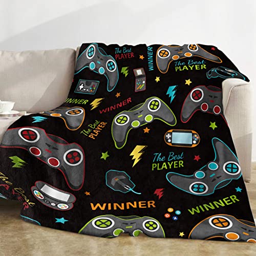 Kuscheldecke Gaming, Decke Jungen Gamer, Weich Flanelldecke Videospiel Controller, Warm Plüsch Fleece Wohndecke Spiel Gamepad für Teenager Männer Erwachsene Geburtstagsgeschenke Sofa Bett, 130x152cm von Domgoge