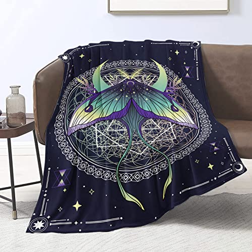 Motten Decke Motten Flanelldecke Ganzjährig Trippy Gothic Motten Kuscheldecke Geometrische Kreislinien Überwurfdecke Böhmen Galaxie Sternenhimmel Decken für Mädchen Frauen Sofa Couch, 150cm x 200cm von Domgoge