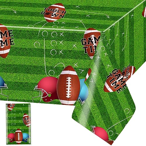 Rugby Tischdecke American Football Tischdecken Fußball Plastik Tischtuch Rechteckige Wasserdicht Rugby Motiv Kinder Geburtstag Sportfans Party Dekoration, 137 x 274cm, 1 Stück von Domgoge