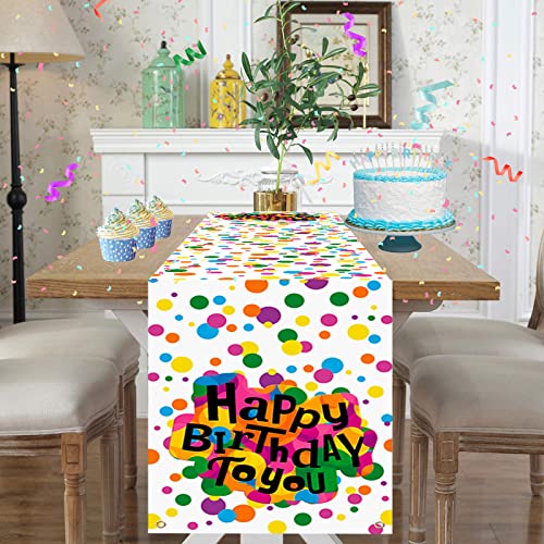 Tischläufer Geburtstag Bunt Happy Birthday to You Party Tischband Regenbogen Tischbanner 180*35cm Geburtstage Esstisch Tuch Tischdekoration für Kinder Babyparty Jubiläum Besonderen Anlässen Feier von Domgoge