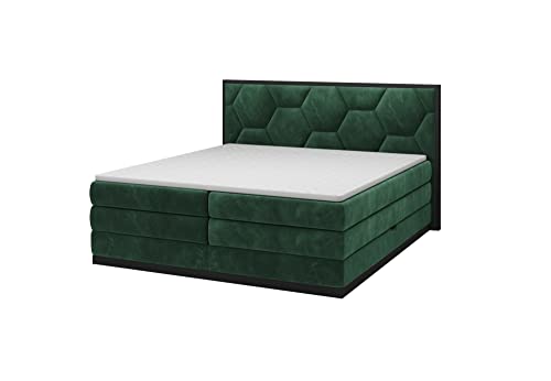 DomiMeble Boxspringbett “Galia” Doppelbett aus echter Eiche, mit Zwei Einstreubehältern, 3-lagige Matratze, EIN Bett mit Einer Liegefläche von 140 x 200 cm (Rivier 38) von DomiMeble