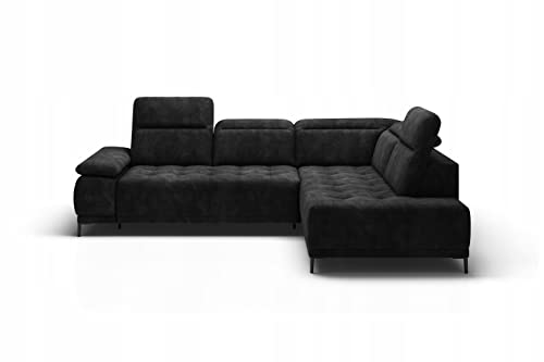 DomiMeble Ecksofa Focus L mit elektrisch verschiebbarem Sitz - schön und bequem, die Möglichkeit, die Position der Kopfstützen zu ändern (Salvador 16 rechte Seite) von DomiMeble
