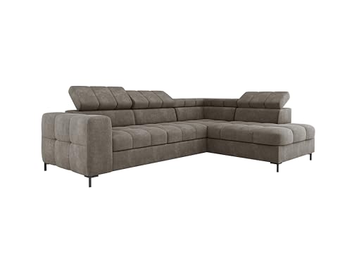DomiMeble Modernes Pablo Ecksofa 279x201 cm, Schlafsofa Mit Verstellbaren Kopfstützen, Bettkasten, Stabilen Metallfüßen, Hochwertiger Vogue-Stoff Rechts Layout, Farbe BEIGE von DomiMeble
