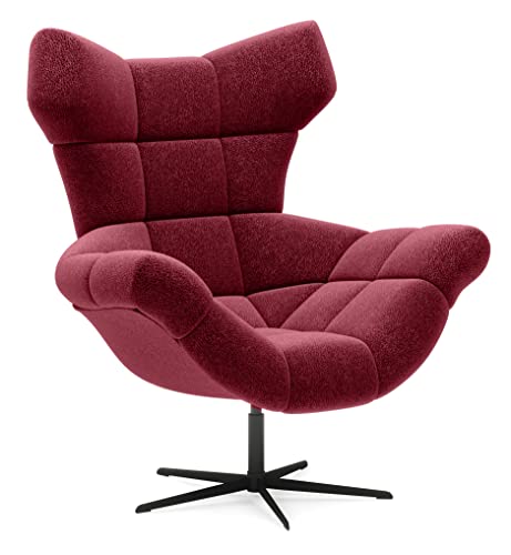 DomiMeble Skandinavischer Sessel im modernen Design Sensi - solide und bequem - Beständigkeit gegen Schmutz und Beschädigung - 360 Grad drehbar - 104 x 84 x 119 cm (Luisiano Rot) von DomiMeble