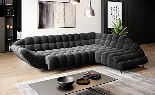 DomiMeble modernes Ecksofa Gappa - aus hochwertigen Materialien - schlicht, funktional und bequem - hochelastischer Schaumstoff - mit elektrisch verschiebbarer Sitzfläche (Luisiano 17 rechte Seite) von DomiMeble