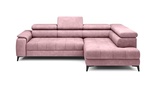 DomoHome Ecksofa Freistehend Mit Schlaffunktion Und Verstellbaren Kopfstützen, Chaiselongue, Rechts Seite, 278×197×76/98 cm, Schlaffläche: 88×200 cm, Stoffbezug In Silber von DomiMeble