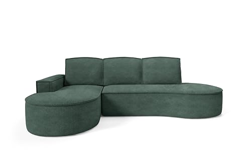 DomoHome Ecksofa Molly Mit Schlaffunktion – Halbrundes Design Freistehend Liegefläche 140x207cm, 3 Große Rückenkissen Abriamo Möbelstoff 277x157x88cm,Linke Seite Grün DomoHome Ecksofa Molly Mit Schlaffunktion – Halbrundes Design Freistehend Liegefläche 140x207cm, 3 Große Rückenkissen Abriamo Möbelstoff 277x157x88cm,Linke Seite Grün von DomiMeble