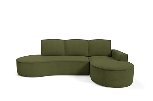 DomoHome Ecksofa Molly Mit Schlaffunktion – Halbrundes Design Freistehend Liegefläche 140x207cm, 3 Große Rückenkissen Curio Möbelstoff 277x157x88cm,Rechte Seite Grün DomoHome Ecksofa Molly Mit Schlaffunktion – Halbrundes Design Freistehend Liegefläche 140x207cm, 3 Große Rückenkissen Curio Möbelstoff 277x157x88cm,Rechte Seite Grün von DomiMeble