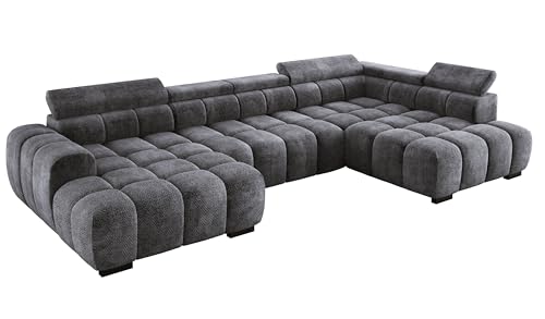 DomoHome Modern Großes U‑Förmiges Ecksofa Stoff Eden Grau Rechte Seite 393×205×97 cm – Verstellbare Kopfstützen, Schlaf‑Optional, Minimalistisches Kubistisches Design DomoHome Modern Großes U‑Förmiges Ecksofa Stoff Eden Grau Rechte Seite 393×205×97 cm – Verstellbare Kopfstützen, Schlaf‑Optional, Minimalistisches Kubistisches Design von DomiMeble