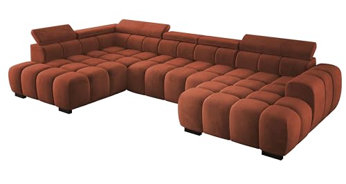 DomoHome Modern Großes U‑Förmiges Ecksofa Stoff Salvador Copper Linke Seite 393×205×97 cm – Verstellbare Kopfstützen, Schlaf‑Optional, Minimalistisches Kubistisches Design DomoHome Modern Großes U‑Förmiges Ecksofa Stoff Salvador Copper Linke Seite 393×205×97 cm – Verstellbare Kopfstützen, Schlaf‑Optional, Minimalistisches Kubistisches Design von DomiMeble