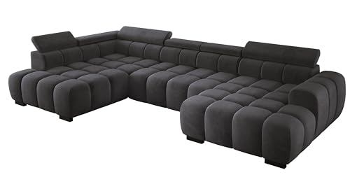 DomoHome Modern Großes U‑Förmiges Ecksofa Stoff Salvador Grey Linke Seite 393×205×97 cm – Verstellbare Kopfstützen, Schlaf‑Optional, Minimalistisches Kubistisches Design DomoHome Modern Großes U‑Förmiges Ecksofa Stoff Salvador Grey Linke Seite 393×205×97 cm – Verstellbare Kopfstützen, Schlaf‑Optional, Minimalistisches Kubistisches Design von DomiMeble
