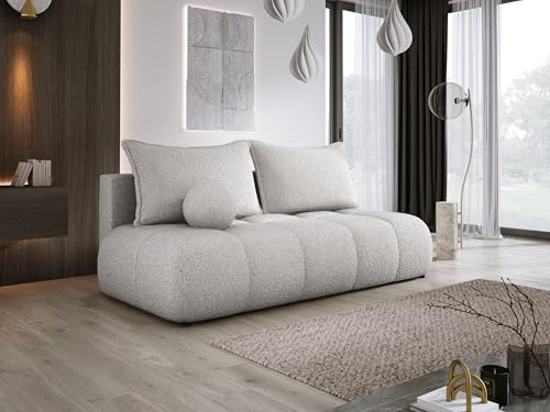 DomoHome Sofa Coco MINI Schlafsofa Mit Bettfunktion, Anthology Stoffbezug, 2-Sitzer, Freistehend, Größe: 205x105x97cm Farbe: Hellgrau von DomiMeble