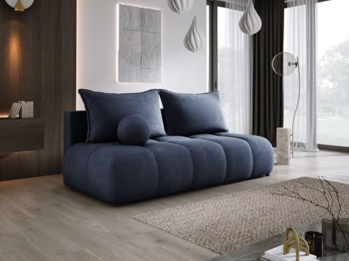 DomoHome Sofa Coco MINI Schlafsofa Mit Bettfunktion, Cloud Stoffbezug, 2-Sitzer, Freistehend, Größe: 205x105x97cm Farbe: Dunkelblau von DomiMeble