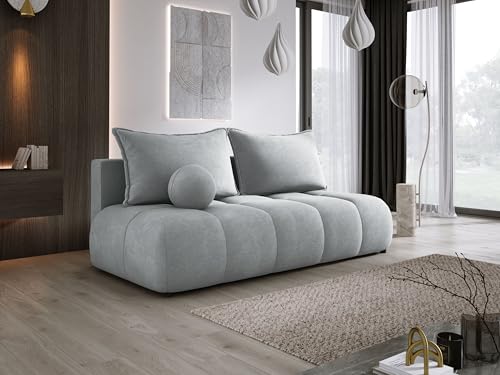 DomoHome Sofa Coco MINI Schlafsofa Mit Bettfunktion, Cloud Stoffbezug, 2-Sitzer, Freistehend, Größe: 205x105x97cm Farbe: Esche von DomiMeble