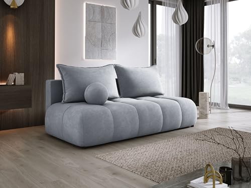 DomoHome Sofa Coco MINI Schlafsofa Mit Bettfunktion, Cloud Stoffbezug, 2-Sitzer, Freistehend, Größe: 205x105x97cm Farbe: Hellgrau von DomiMeble