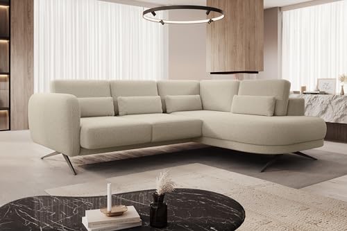 Domohome Ecksofa ILUSIO L Sofa mit elektrisch ausziehbarer Sitzfläche - Elegante Couch - Wohnzimmer Möbel (Rechts, Now Ov Never 06) von DomiMeble