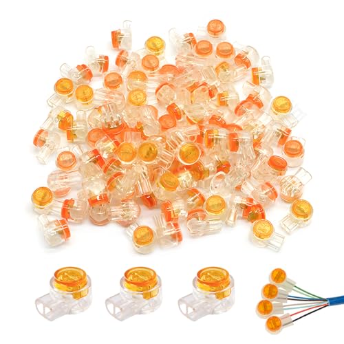 100 Stück UY-Schnittstelle Klemme, Einzeladerverbinder Wasserdicht, Telefonkabel Verbinder Kabel Klemmen Verbinder K1 Stecker Kaderverbinder, K1 Anschluss Für Netzwerkkabel (Orange) von Domicubes