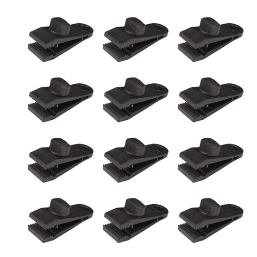 12 Stück Planenspanner, Planenclips Tarp Clips, Planenbefestigung Einstellbar, Befestigungsklammern Zeltplane Clip Für Camping Planen Sonnensegel Garden (schwarz) von Domicubes