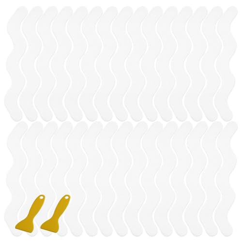 30 Stück Anti-Rutsch Streifen, Transparent Selbstklebend Antirutsch Sticker Antirutschmatte Badewanne Aufkleber Antirutsch Dusche Streifen mit Premium Schaber für Badewanne Dusche Treppe 1.5*18cm von Domicubes