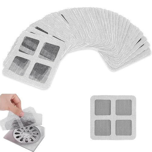 50PCS Haarsieb Dusche, Abfluss Haarfänger Floor Drain Sticker Platz Spülsieb Aufkleber Badezimmer Haarfänger Duschabfluss Mesh Aufkleberfür Badaccessoires Essentials für Küche Waschbecken 10cm x 10cm von Domicubes
