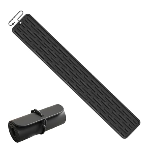 Abtropfmatte Schmal Barmatte, Platzsparend Barmatte Schmale Silikon Schwarz Abtropfmatte Geschirr Rutschfest Und Langlebig Trockenmatte Für Gläser, Flaschen Und Schneidebretter 55 X 8,8 X 0.5 Cm von Domicubes
