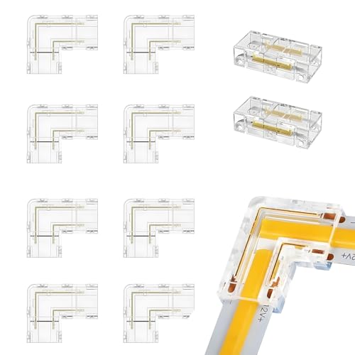 Domicubes Led Streifen Verbinder Set, 2 Stück Transparente Mittelverbinder und 8 Stück L-Shaped Connector Kit 2 Polig 8mm LED Strip Verbinder Lötfrei Steckverbinder Set 12V 24V COB LED Eckverbinder Domicubes Led Streifen Verbinder Set, 2 Stück Transparente Mittelverbinder und 8 Stück L-Shaped Connector Kit 2 Polig 8mm LED Strip Verbinder Lötfrei Steckverbinder Set 12V 24V COB LED Eckverbinder von Domicubes