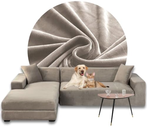 Domidekor - Ecksofa Bezug Beige – Sofabezug L Form – Eckcouch Sofaüberwurf – Lounge Abdeckung L-Form – Couchbezug Samt Stretch – Sofahusse für Schlafcouch - 3 Sitzer + 3 Sitzer - 2 x 190-230CM Domidekor - Ecksofa Bezug Beige – Sofabezug L Form – Eckcouch Sofaüberwurf – Lounge Abdeckung L-Form – Couchbezug Samt Stretch – Sofahusse für Schlafcouch - 3 Sitzer + 3 Sitzer - 2 x 190-230CM von Domidekor