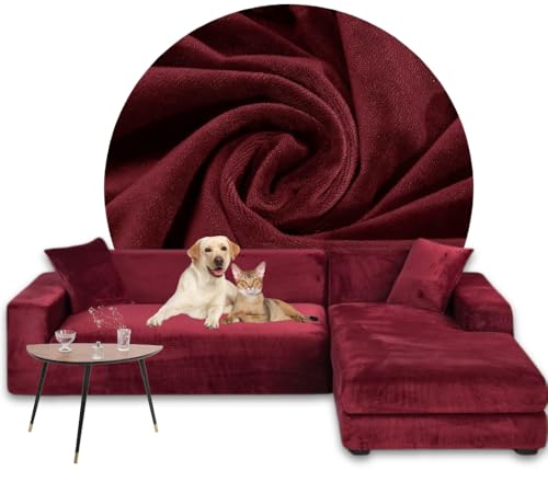 Domidekor - Ecksofa Bezug Bordeaux – Sofabezug L Form – Eckcouch Sofaüberwurf – Lounge Abdeckung L-Form – Couchbezug Samt Stretch – Sofahusse für Schlafcouch - 3 Sitzer + 3 Sitzer - 2 x 190-230CM Domidekor - Ecksofa Bezug Bordeaux – Sofabezug L Form – Eckcouch Sofaüberwurf – Lounge Abdeckung L-Form – Couchbezug Samt Stretch – Sofahusse für Schlafcouch - 3 Sitzer + 3 Sitzer - 2 x 190-230CM von Domidekor
