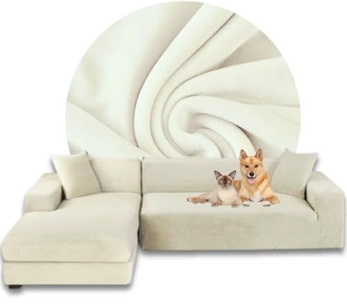 Domidekor - Ecksofa Bezug Creme – Sofabezug L Form – Eckcouch Sofaüberwurf – Lounge Abdeckung L-Form – Couchbezug Samt Stretch – Sofahusse für Schlafcouch - 2 Sitzer + 2 Sitzer - 2 x 145-185CM Domidekor - Ecksofa Bezug Creme – Sofabezug L Form – Eckcouch Sofaüberwurf – Lounge Abdeckung L-Form – Couchbezug Samt Stretch – Sofahusse für Schlafcouch - 2 Sitzer + 2 Sitzer - 2 x 145-185CM von Domidekor