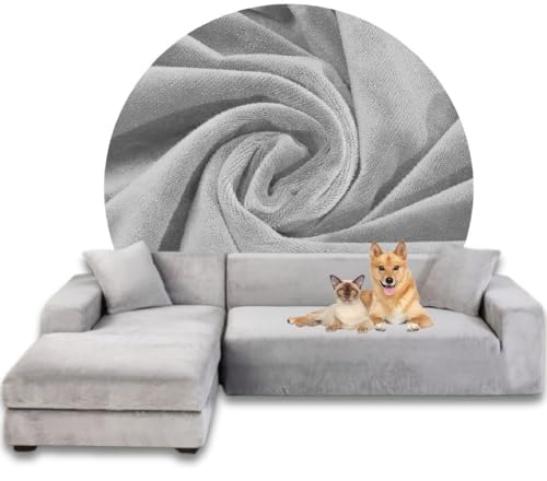 Domidekor - Ecksofa Bezug Grau – Sofabezug L Form – Eckcouch Sofaüberwurf – Lounge Abdeckung L-Form – Couchbezug Samt Stretch – Sofahusse für Schlafcouch - 2 Sitzer + 2 Sitzer - 2 x 145-185CM Domidekor - Ecksofa Bezug Grau – Sofabezug L Form – Eckcouch Sofaüberwurf – Lounge Abdeckung L-Form – Couchbezug Samt Stretch – Sofahusse für Schlafcouch - 2 Sitzer + 2 Sitzer - 2 x 145-185CM von Domidekor