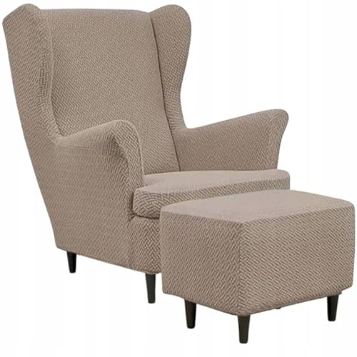 Domidekor Ohrensessel Überzug & Ottoman Schonbezug - Sesselbezug Stretch + Polsterhocker Beige - Strandmon Sessel Bezug und Hockerbezug - Elastisch Samt Velour Schmutzabweisend - Oeko-Tex 100 Domidekor Ohrensessel Überzug & Ottoman Schonbezug - Sesselbezug Stretch + Polsterhocker Beige - Strandmon Sessel Bezug und Hockerbezug - Elastisch Samt Velour Schmutzabweisend - Oeko-Tex 100 von Domidekor