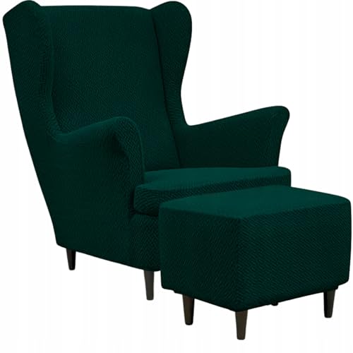 Domidekor Ohrensessel Überzug & Ottoman Schonbezug - Sesselbezug Stretch + Polsterhocker Dunkelgrün - Strandmon Sessel Bezug und Hockerbezug - Elastisch Samt Velour Schmutzabweisend - Oeko-Tex 100 Domidekor Ohrensessel Überzug & Ottoman Schonbezug - Sesselbezug Stretch + Polsterhocker Dunkelgrün - Strandmon Sessel Bezug und Hockerbezug - Elastisch Samt Velour Schmutzabweisend - Oeko-Tex 100 von Domidekor