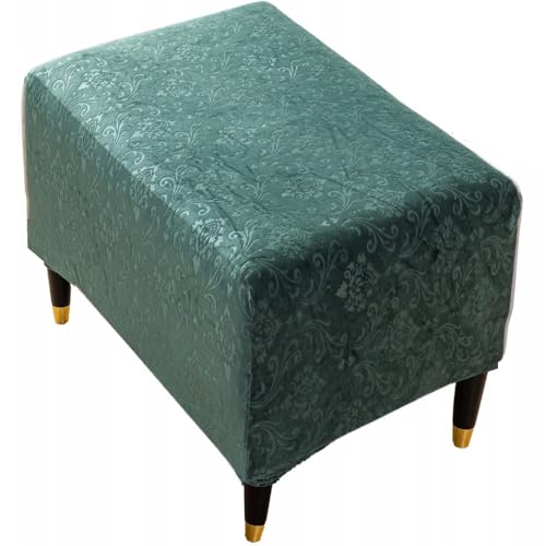 Domidekor Ottoman Schonbezug – Polsterhocker Überzug – Hockerbezug Grün - Hocker Bezug Wohnzimmer - Waschbar Hockerabdeckung Elastisch Velour Schmutzabweisend - Oeko-Tex 100 von Domidekor